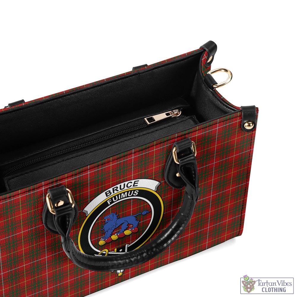 Tartan Vibes Clothing Bruce Tartan Luxury Leather Handbags with Family Crest