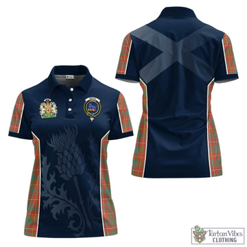 Bruce Ancient Tartan Women's Polo Shirt with Family Crest and Scottish Thistle Vibes Sport Style