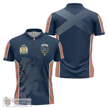 Bruce Ancient Tartan Zipper Polo Shirt with Family Crest and Lion Rampant Vibes Sport Style