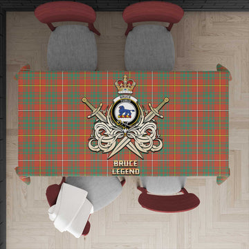 Bruce Ancient Tartan Tablecloth with Clan Crest and the Golden Sword of Courageous Legacy