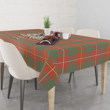 Bruce Ancient Tartan Tablecloth with Clan Crest and the Golden Sword of Courageous Legacy