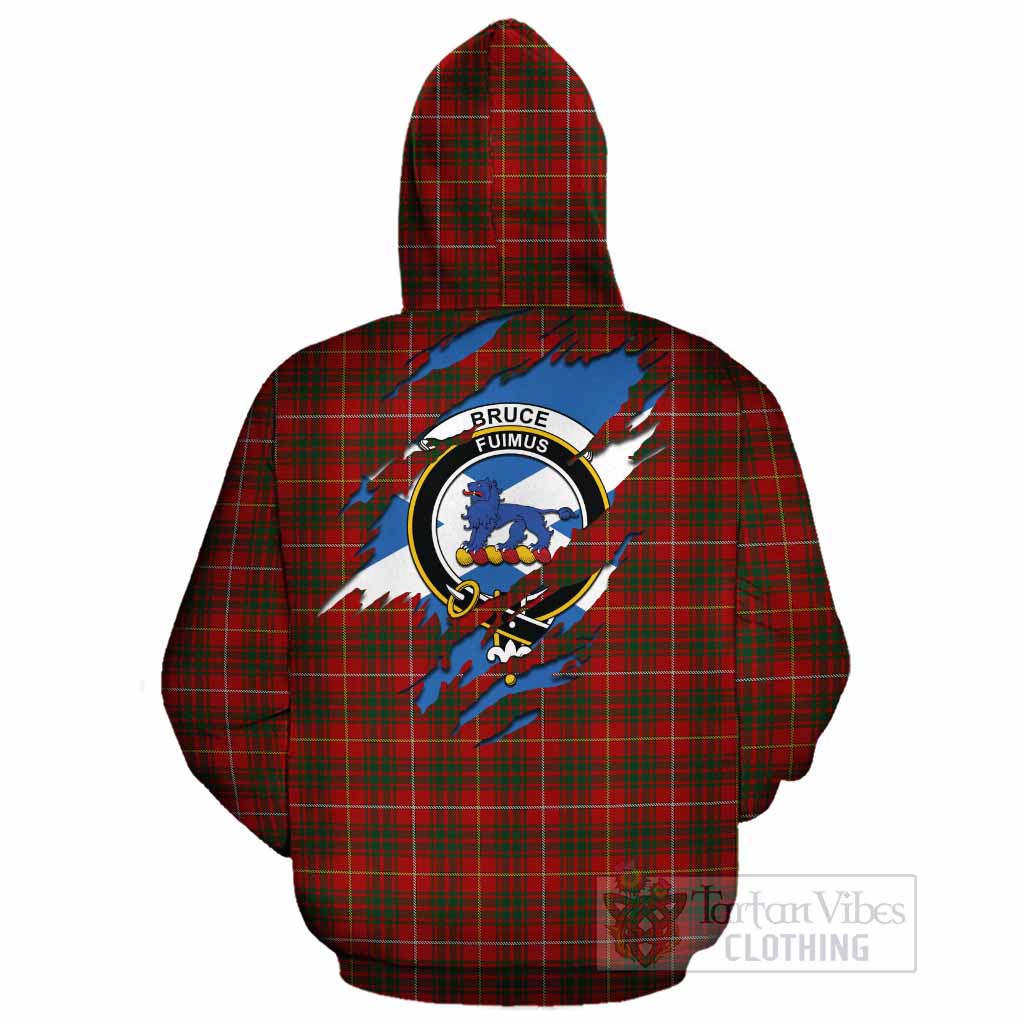 Bruce Clan Crest In Me Tartan Cotton Hoodie Scotland Flag Style