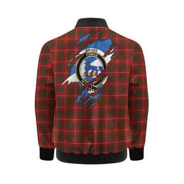 Bruce Clan Crest In Me Tartan Kid Bomber Jacket Scotland Flag Style