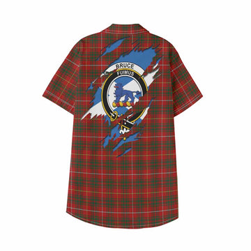 Bruce Clan Crest In Me Tartan Kid Hawaiian Shirt Scotland Flag Style