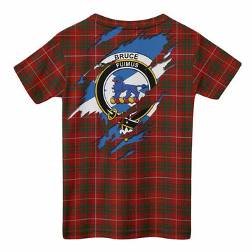 Bruce Clan Crest In Me Tartan Kid T-shirt Scotland Flag Style
