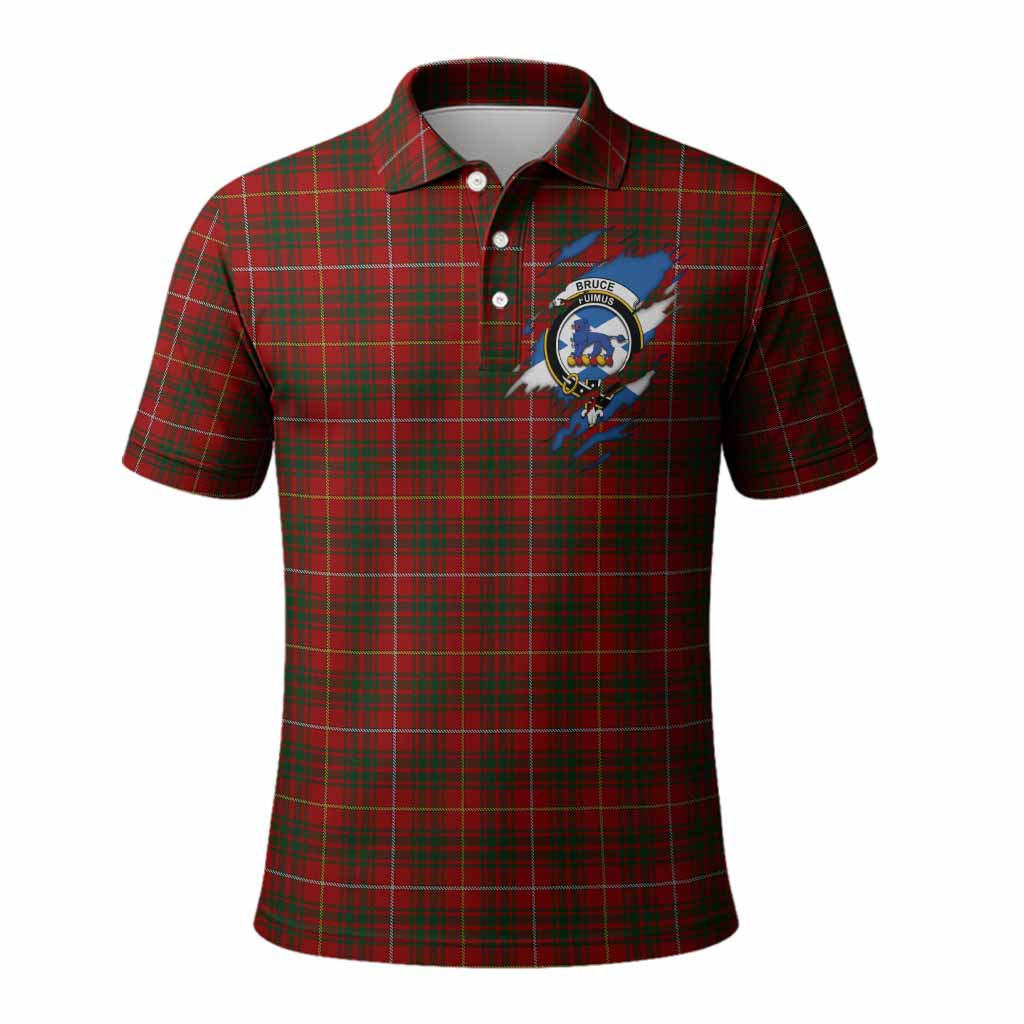 Bruce Clan Crest In Me Tartan Polo Shirt Scotland Flag Style