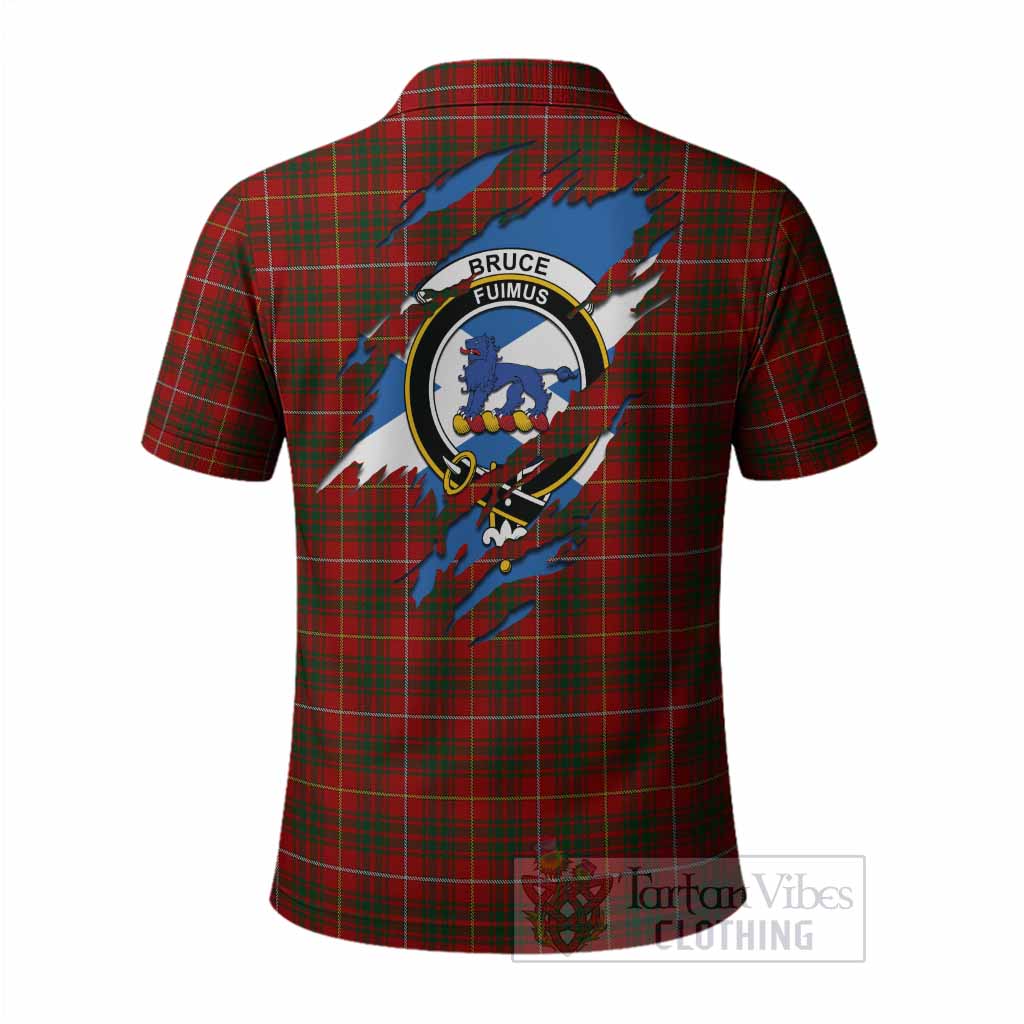 Bruce Clan Crest In Me Tartan Polo Shirt Scotland Flag Style