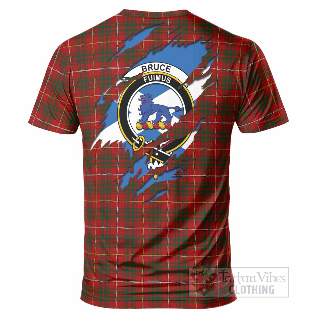 Bruce Clan Crest In Me Tartan T-Shirt Scotland Flag Style