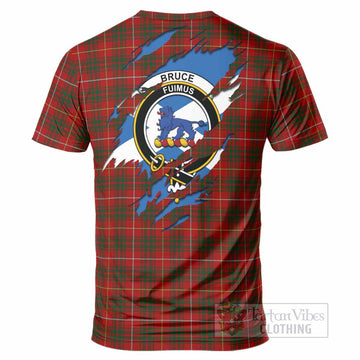 Bruce Clan Crest In Me Tartan T-Shirt Scotland Flag Style