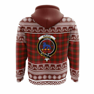 Bruce Clan Tartan Christmas Hoodie with Family Crest