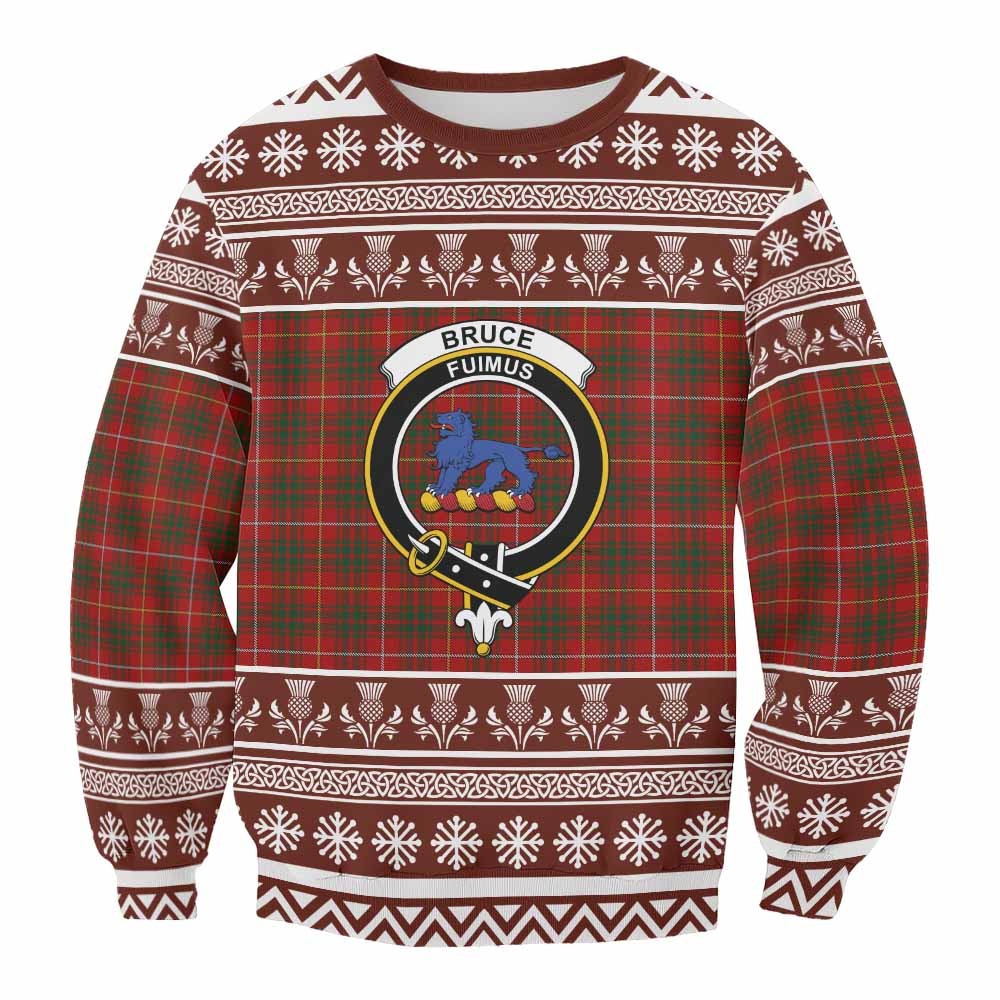 Bruce Clan Tartan Christmas Sweatshirt with Family Crest - Tartan Vibes Clothing