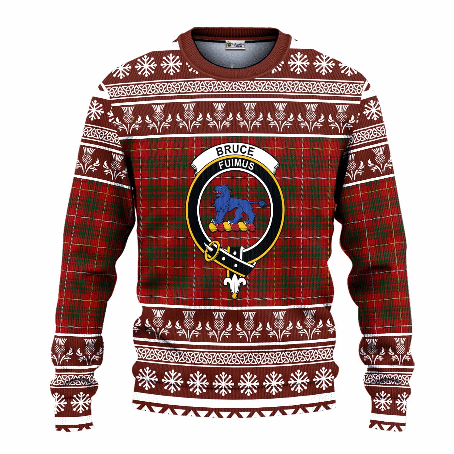 Bruce Clan Tartan Christmas Ugly Sweater with Family Crest - Tartan Vibes Clothing