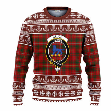Bruce Clan Tartan Christmas Ugly Sweater with Family Crest