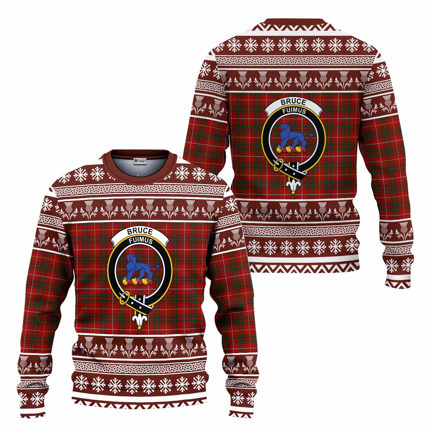 Bruce Clan Tartan Christmas Ugly Sweater with Family Crest - Tartan Vibes Clothing