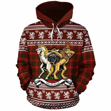 Bruce Clan Tartan Crest Christmas Cotton Hoodie Coat of Arms Funny Style