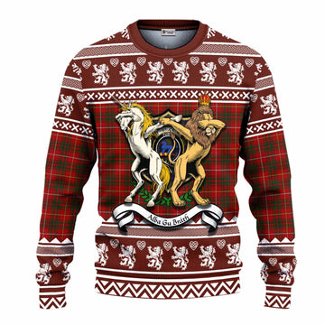 Bruce Clan Tartan Crest Christmas Ugly Sweater Coat of Arms Funny Style