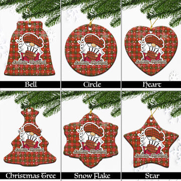 Bruce County Canada Tartan Christmas Ornaments with Scottish Gnome Playing Bagpipes Ceramic - Tartanvibesclothing