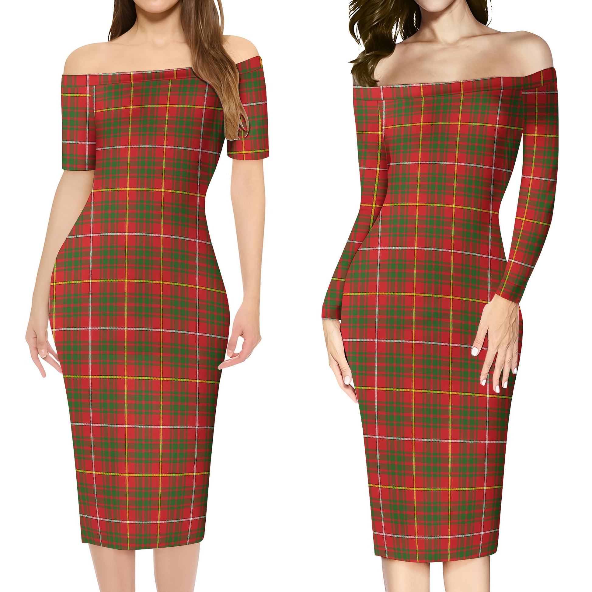 Bruce County Canada Tartan Off Shoulder Lady Dress Women's Dress - Tartanvibesclothing