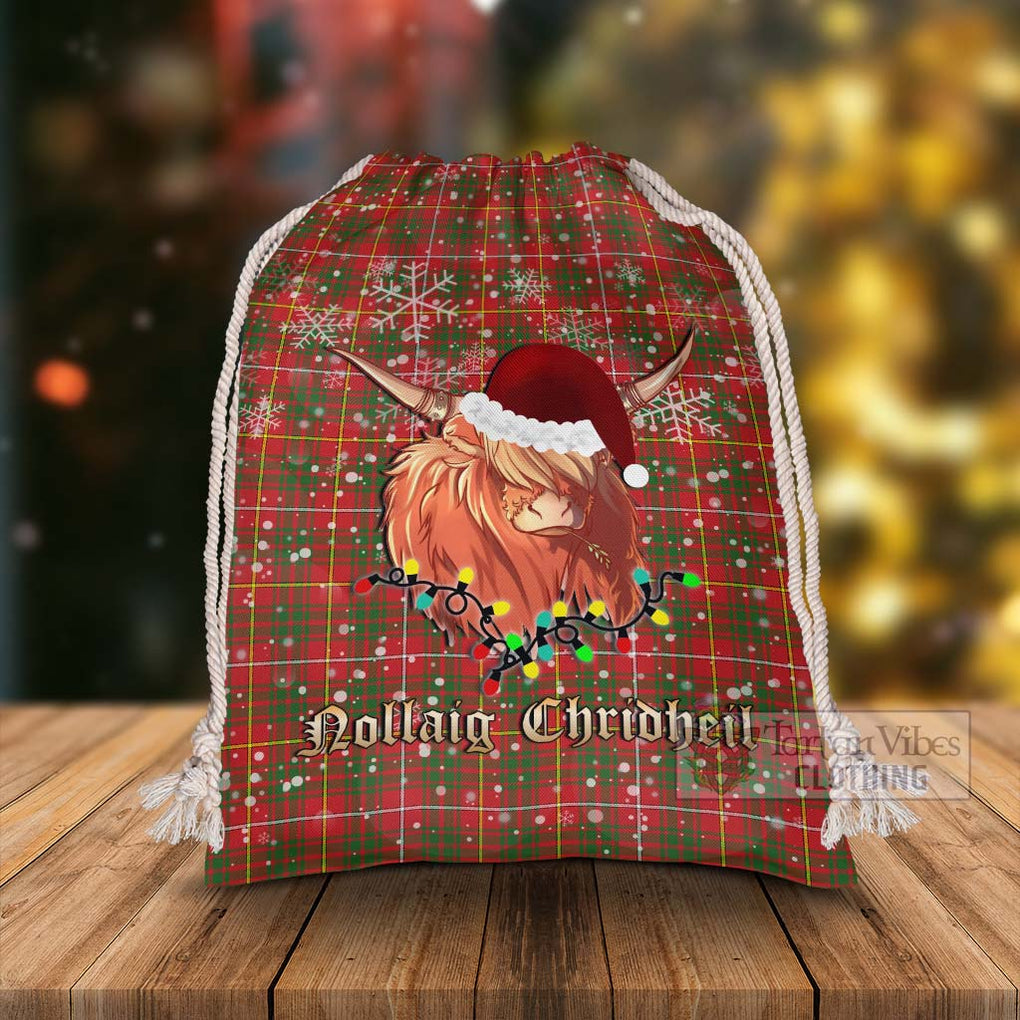Tartan Vibes Clothing Bruce County Canada Tartan Christmas Santa's Bag with Highland Cow