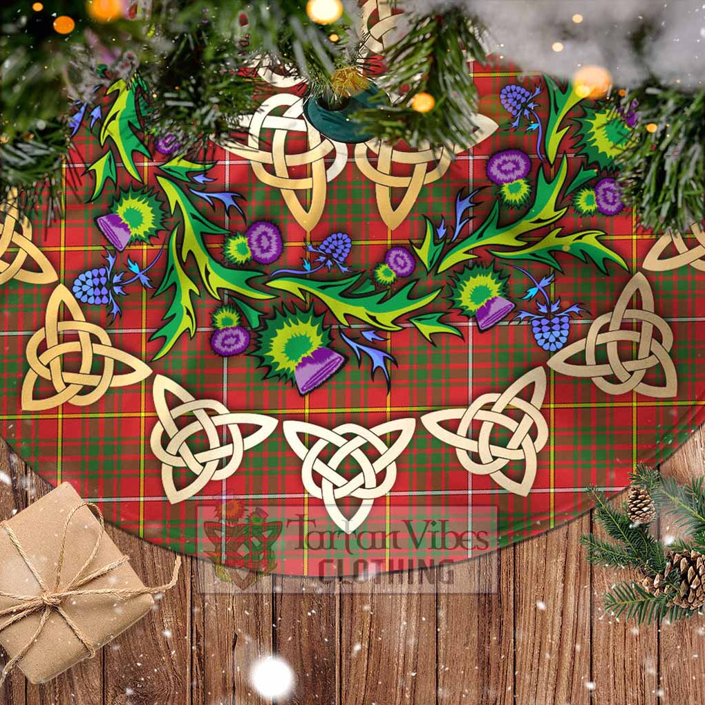 Tartan Vibes Clothing Bruce County Canada Tartan Christmas Tree Skirt with Thistle Celtic Knot Style