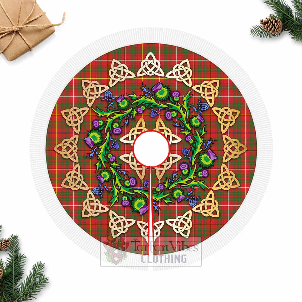 Tartan Vibes Clothing Bruce County Canada Tartan Christmas Tree Skirt with Thistle Celtic Knot Style