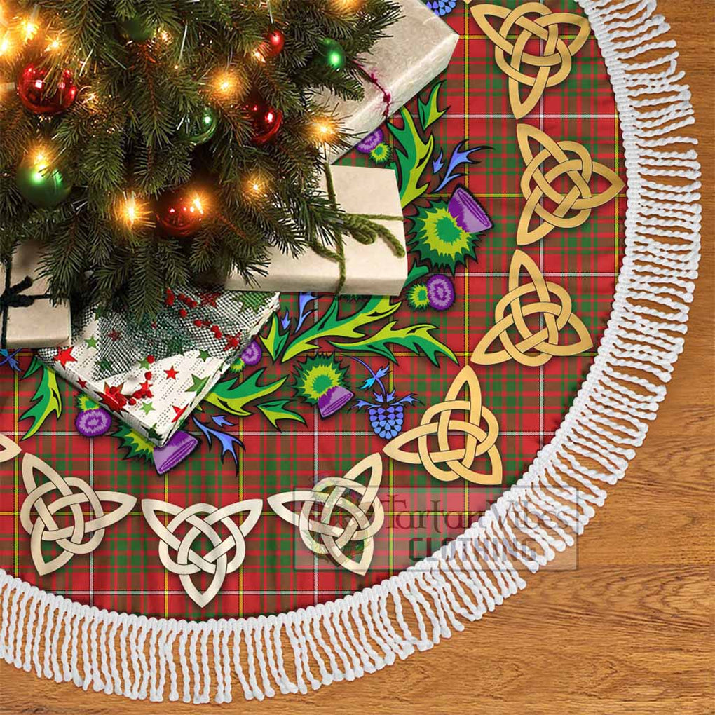 Tartan Vibes Clothing Bruce County Canada Tartan Christmas Tree Skirt with Thistle Celtic Knot Style