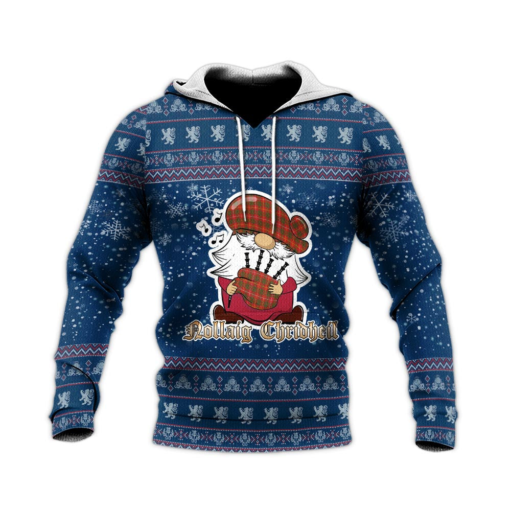 Bruce County Canada Clan Christmas Knitted Hoodie with Funny Gnome Playing Bagpipes - Tartanvibesclothing