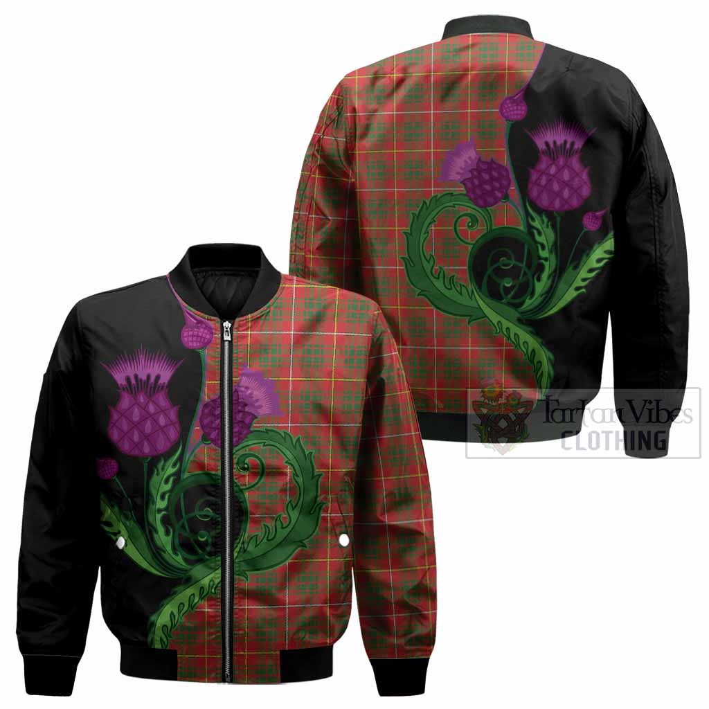 Bruce County Canada Tartan Bomber Jacket Traditional Scottish Thistle