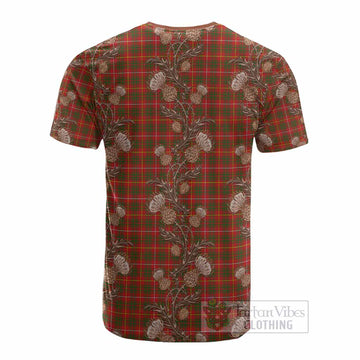 Bruce County Canada Tartan Cotton T-shirt Seamless Scottish Thistle Flowers