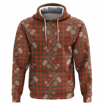 Bruce County Canada Tartan Hoodie Seamless Scottish Thistle Flowers