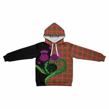 Bruce County Canada Tartan Kid Hoodie Traditional Scottish Thistle