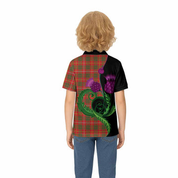 Bruce County Canada Tartan Kid Polo Shirt Traditional Scottish Thistle
