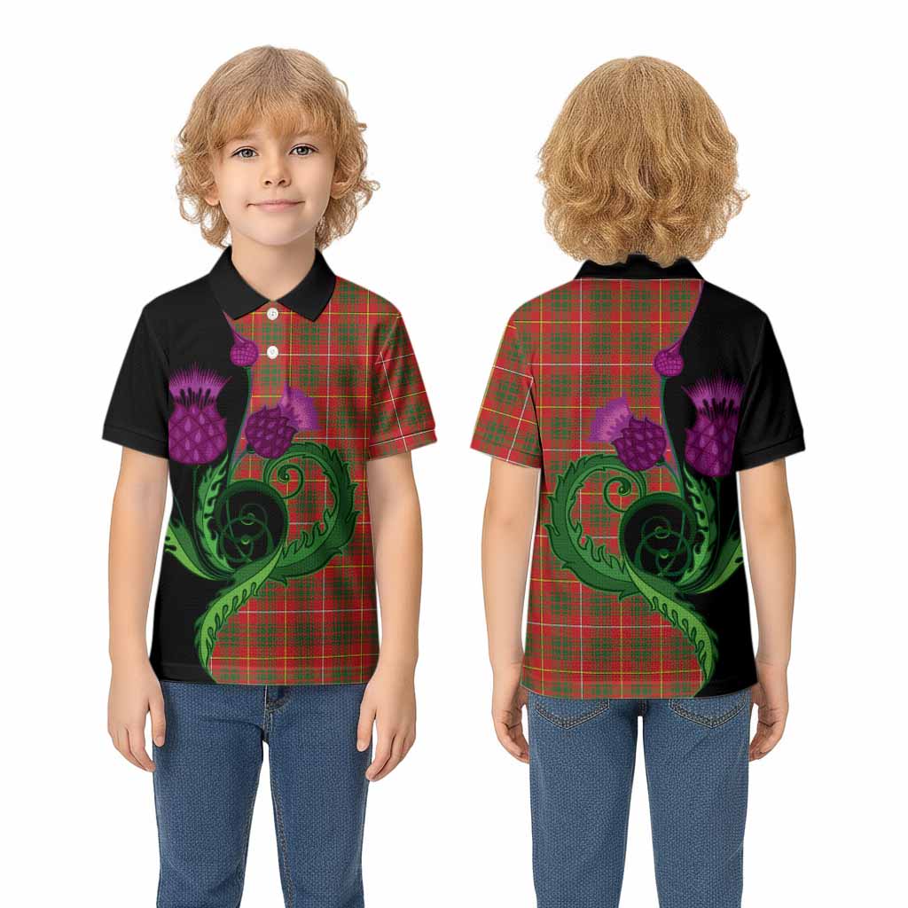 Bruce County Canada Tartan Kid Polo Shirt Traditional Scottish Thistle