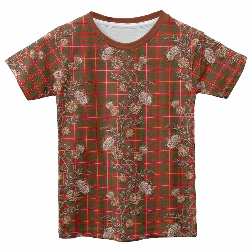 Bruce County Canada Tartan Kid T-shirt Seamless Scottish Thistle Flowers