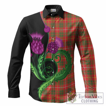 Bruce County Canada Tartan Long Sleeve Button Shirts Traditional Scottish Thistle