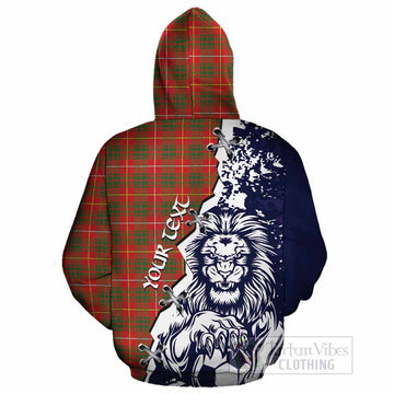 Bruce County Canada Tartan Scottish Cotton Hoodie Angry Lion With Soccer Ball Style