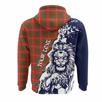 Bruce County Canada Tartan Scottish Hoodie Angry Lion With Soccer Ball Style