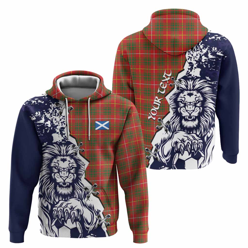 Bruce County Canada Tartan Scottish Hoodie Angry Lion With Soccer Ball Style