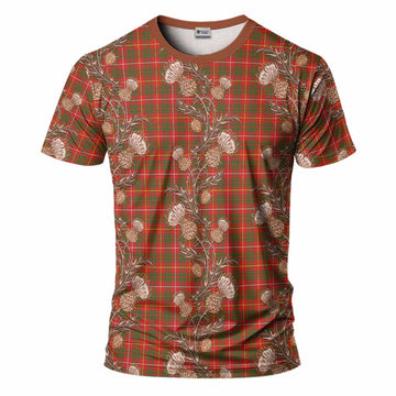 Bruce County Canada Tartan T-Shirt Seamless Scottish Thistle Flowers