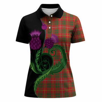 Bruce County Canada Tartan Women Polo Shirt Traditional Scottish Thistle