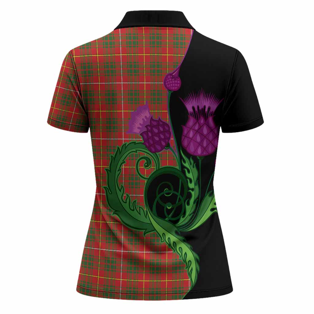 Bruce County Canada Tartan Women Polo Shirt Traditional Scottish Thistle