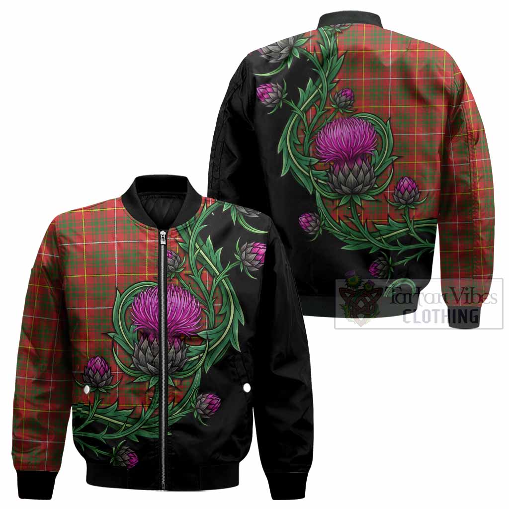 Bruce County Tartan Bomber Jacket Resilient Scottish Thistle - Tartan Vibes Clothing