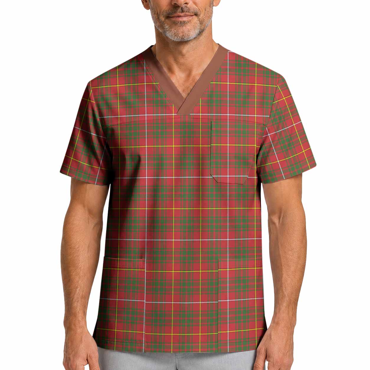 Bruce County Tartan Scrub Top XL - Tartan Vibes Clothing