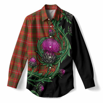 Bruce County Tartan Women Casual Shirt Resilient Scottish Thistle