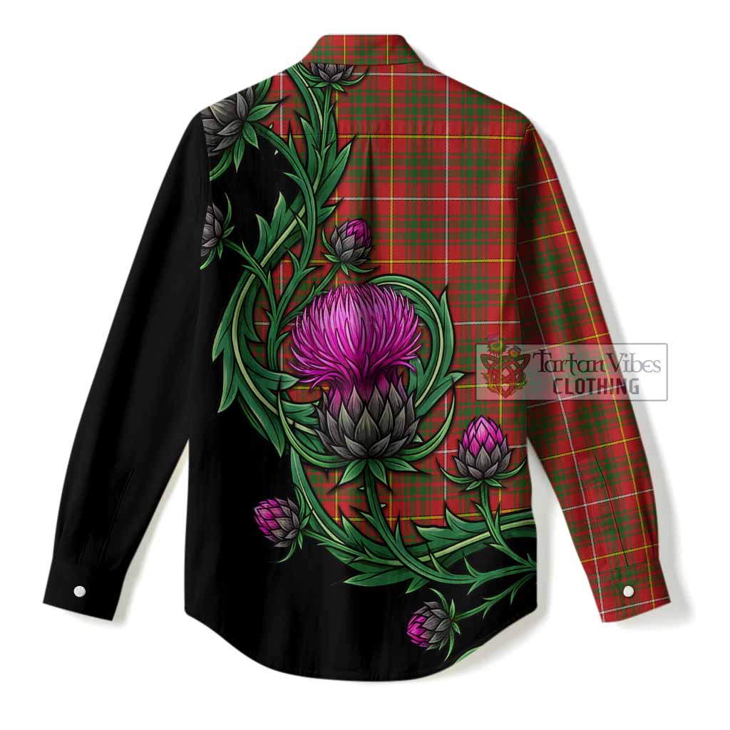 Bruce County Tartan Women Casual Shirt Resilient Scottish Thistle