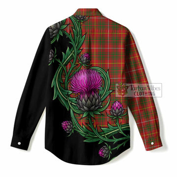 Bruce County Tartan Women Casual Shirt Resilient Scottish Thistle