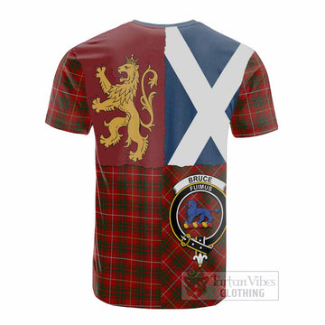 Bruce Crest Tartan Cotton T-shirt with Lion Rampant Saltire Style