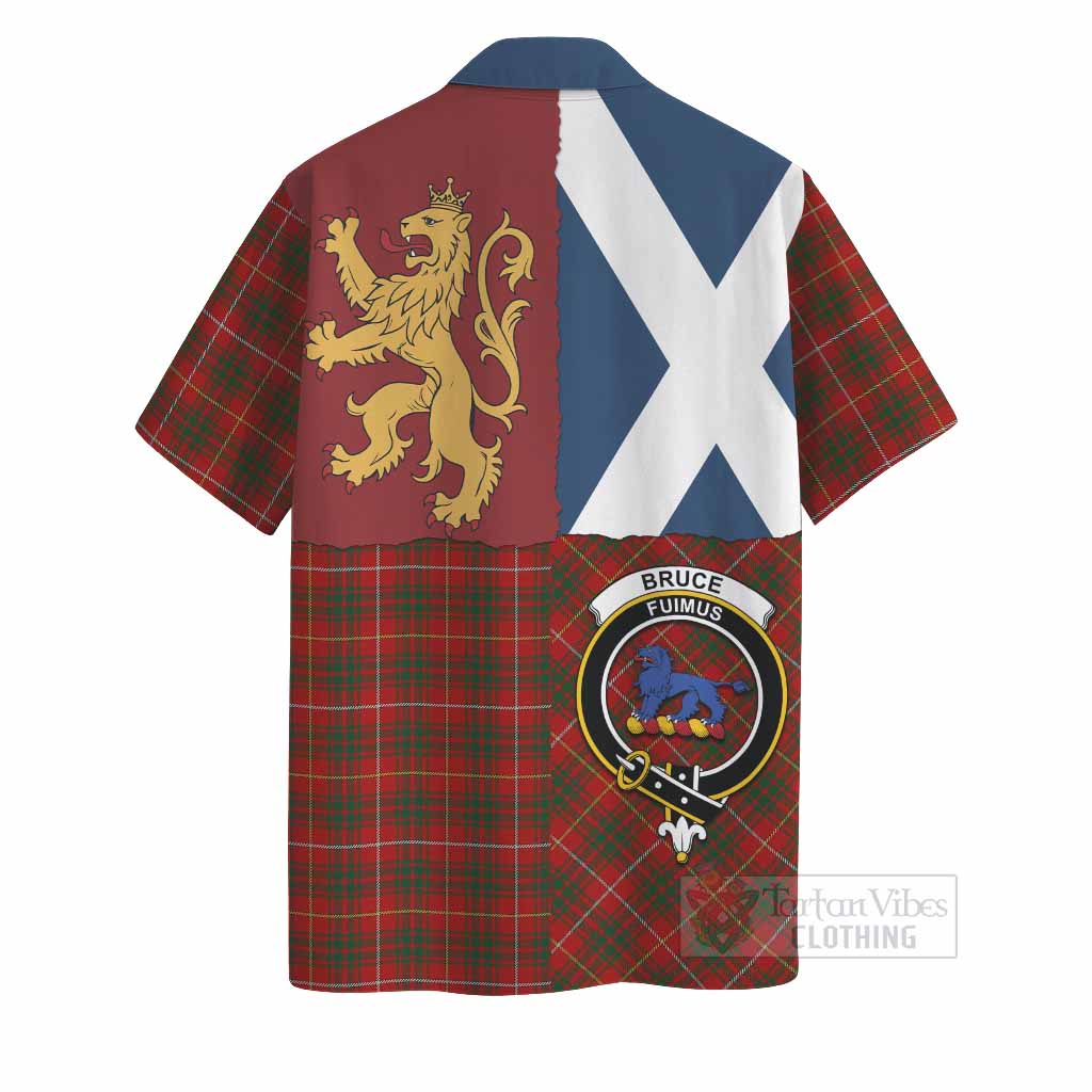 Bruce Crest Tartan Hawaiian Shirt with Lion Rampant Saltire Style