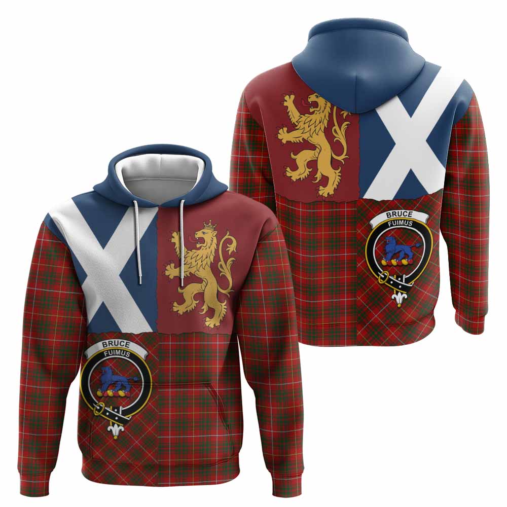 Bruce Crest Tartan Hoodie with Lion Rampant Saltire Style