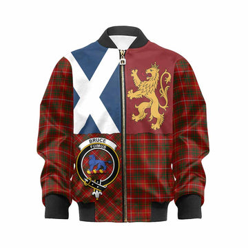 Bruce Crest Tartan Kid Bomber Jacket with Lion Rampant Saltire Style